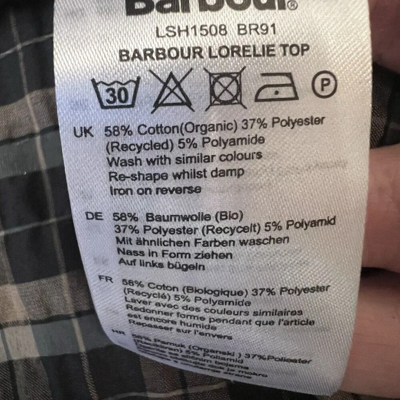 BARBOUR - ballon sleeve tie front prairie top size 14 - Picture 7 of 7
